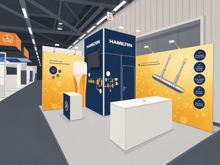 EXPRESS Hamilton: booth with yellow back wall, counter and clear product communication